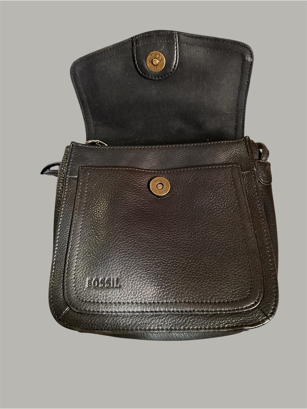 Fossil Vintage Leather black Mini Crossbody/Messenger Bag/Purse EUC - Picture 3 of 6